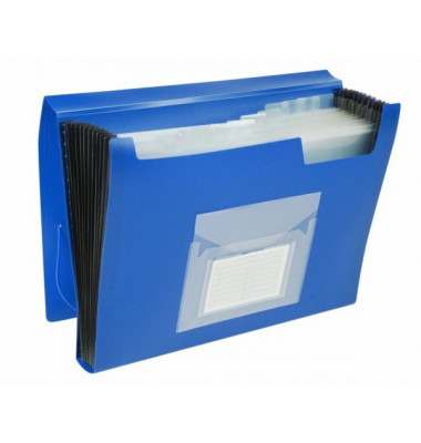 F&auml;chermappe KF01275 A4 mit 13 F&auml;chern 13-teilig blanko Kunststoff blau