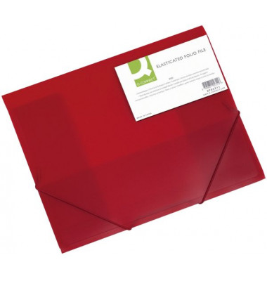 Eckspannmappe KF02311, A4 rot-transparent Kunststoff 400g, mit 3 Einschlagklappen