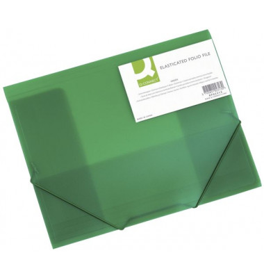 Eckspannmappe KF02313, A4 grün-transparent Kunststoff 400g, mit 3 Einschlagklappen