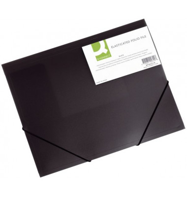 Eckspannmappe KF02314, A4 schwarz-transparent Kunststoff 400g, mit 3 Einschlagklappen