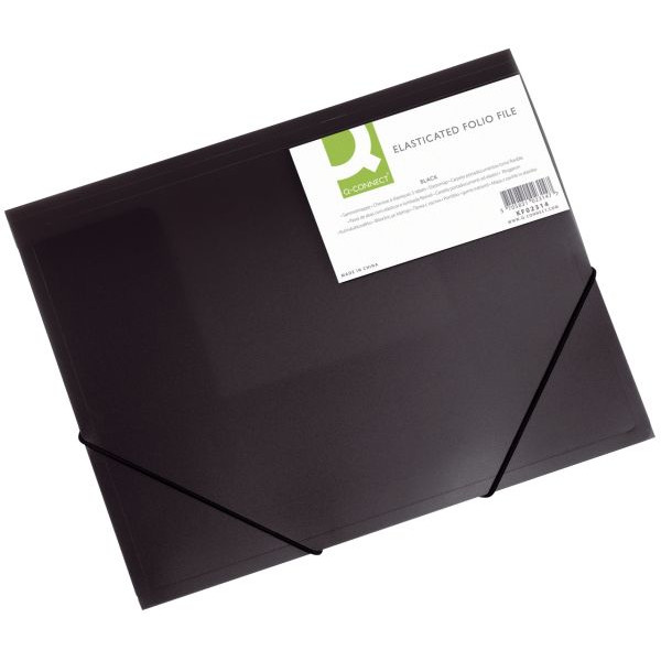 5705831023147 - Eckspannmappe KF02314 A4 schwarz-transparent Kunststoff 400g mit 3 Einschlagklappen 5705831023147 Q-connect