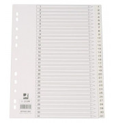 Kunststoffregister KF00180, 1 bis 31, A4, 120&micro;m, wei&szlig;e Taben, 31-teilig