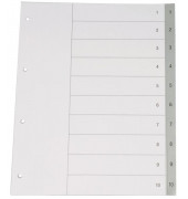 Kunststoffregister KF01846, 1 bis 10, A4+, graue Taben, 10-teilig
