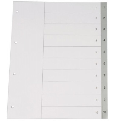 Kunststoffregister KF01846, 1 bis 10, A4+, 120µm, graue Taben, 10-teilig