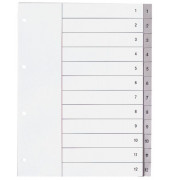 Kunststoffregister KF02294, 1 bis 12, A4+, graue Taben, 12-teilig