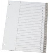 Kunststoffregister KF02296, 1 bis 31, A4+, 120µm, graue Taben, 31-teilig