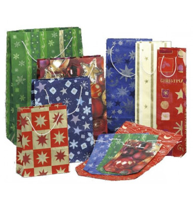 Geschenktasche 4503-0099, Weihnachten, Tragekordel,  sortiert, 20cm x 28cm