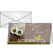 Gl&uuml;ckwunschkarten Favorite DC 402 DIN lang 21cm x 10,5cm (BxH) 220g mit vorgedruckten Textfeldern G&auml;nsenbl&uuml;mchen motiv Karton, K