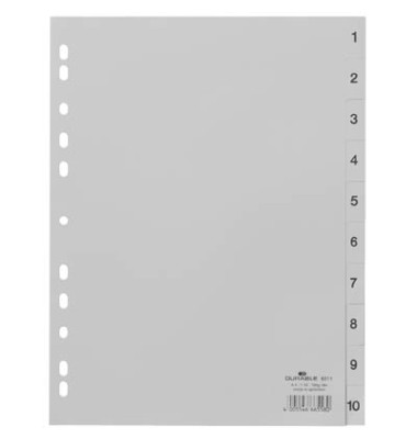 Kunststoffregister 651110, 1 bis 10, A4, 120µm, graue Taben, 10-teilig