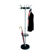 Garderobenständer Public Classic 6277, mit 16 Haken, mit Schirmständer, mit Hutablage, Metall, silber, schwarz