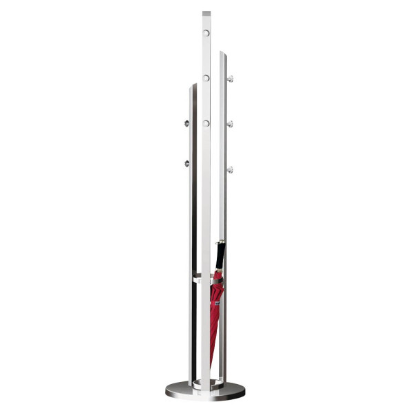 4044917413078 - Garderobenständer Solitaire 6069 mit 8 Haken mit Schirmständer Metall silber 4044917413078 Kerkmann