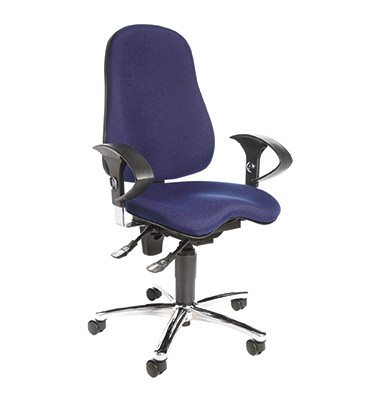 B&uuml;rostuhl Sitness 10, blau / silber, mit Armlehnen, bis 110kg, ohne Kopfst&uuml;tze