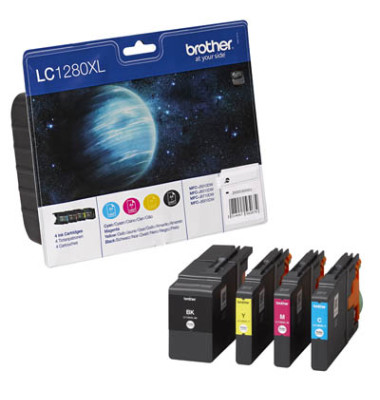 Druckerpatrone LC-1280XL schwarz / cyan / magenta / gelb 1x ca 2400 Seiten / 3x ca 1200 Seiten Multipack