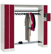 Schließfachschrank 80730-00, Metall, 3 Abteile mit 15 Fächern, abschließbar, 210x195cm (BxH), rot