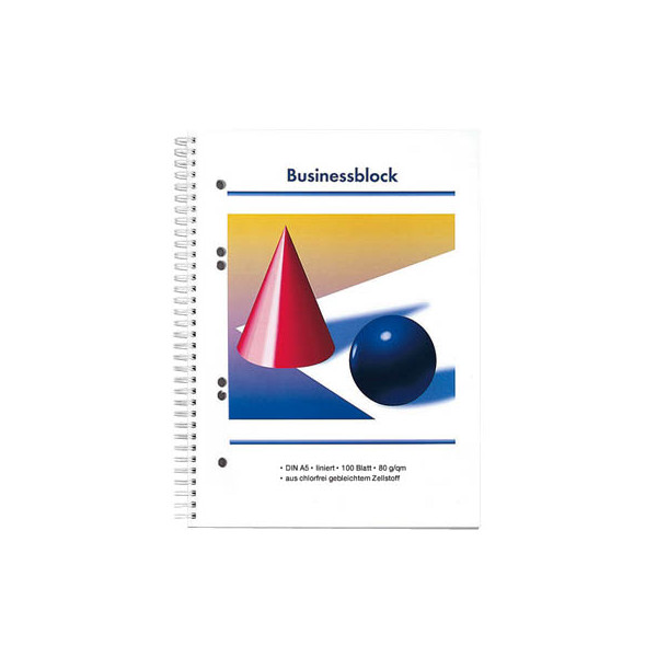 4255704327137 -  Collegeblock 100110259469593 Kugel und Kegel Lineatur 21   liniert mit Rand innen A5 80g weiß 100 Blatt 4255704327137 Head 5 Block
