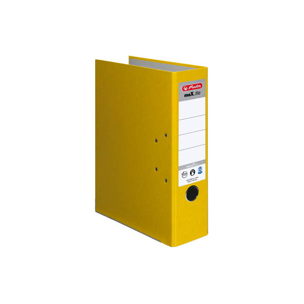 20 Stück Herlitz Ordner maX.file nature plus 10841534, A4 80mm breit Karton vollfarbig gelb 4008110312859 Herlitz