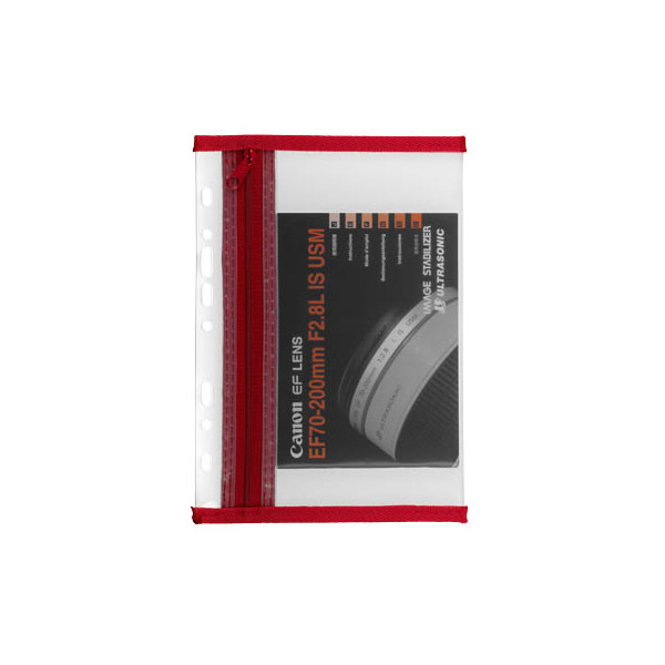 4000225045851 - Reißverschlußtasche Velobag PP A5 110x205mm farblos rot 4000225045851 Veloflex