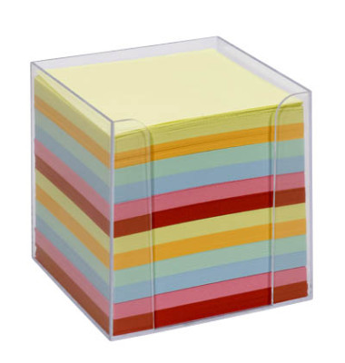 Zettelbox 9902, 9,5x9,5x9,5cm, transparent, Kunststoff, inkl.: 700 Notizzettel