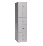 Schließfachschrank 80700-20, Metall, 2 Abteile mit 10 Fächern, abschließbar, 46x195cm (BxH), lichtgrau