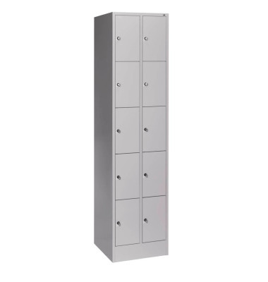 Schließfachschrank 80700-20, Metall, 2 Abteile mit 10 Fächern, abschließbar, 46x195cm (BxH), lichtgrau Schließfachschrank 80700-20, Metall, 2 Abteile mit 10 Fächern, abschließbar, 46x195cm (BxH), lichtgrau