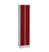Schließfachschrank 80700-20, Metall, 2 Abteile mit 10 Fächern, abschließbar, 46x195cm (BxH), rot
