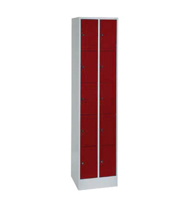 Schließfachschrank 80700-20, Metall, 2 Abteile mit 10 Fächern, abschließbar, 46x195cm (BxH), rot Schließfachschrank 80700-20, Metall, 2 Abteile mit 10 Fächern, abschließbar, 46x195cm (BxH), rot