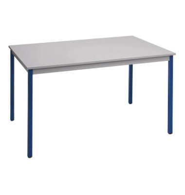 Schreibtisch, 74cm (H), 120x80cm (BxT), rechteckig, grau / blau