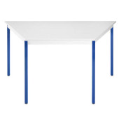 Schreibtisch, 74cm (H), 60/120x60cm (BxT), Trapezform, grau / blau