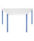 Schreibtisch, 74cm (H), 70/140x70cm (BxT), Trapezform, grau / blau