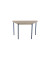 Schreibtisch, 74cm (H), 120x60cm (BxT), halbrund, grau / blau