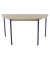 Schreibtisch, 74cm (H), 140x70cm (BxT), halbrund, grau / blau