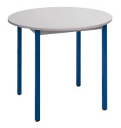 Schreibtisch, 74cm (H), 80x80cm (BxT), rund, grau / blau