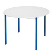 Schreibtisch, 74cm (H), 110x110cm (BxT), rund, grau / blau