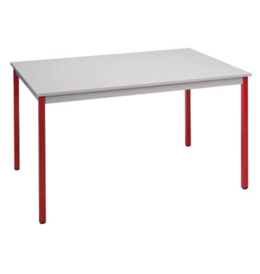 Schreibtisch, 74cm (H), 120x80cm (BxT), rechteckig, grau / rot