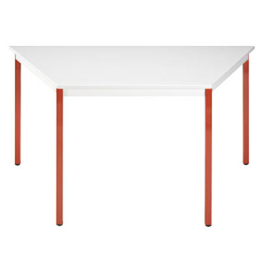 Schreibtisch, 74cm (H), 60/120x60cm (BxT), Trapezform, grau / rot