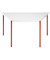 Schreibtisch, 74cm (H), 60/120x60cm (BxT), Trapezform, grau / rot