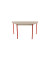 Schreibtisch, 74cm (H), 140x70cm (BxT), halbrund, grau / rot