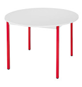 Schreibtisch, 74cm (H), 80x80cm (BxT), rund, grau / rot