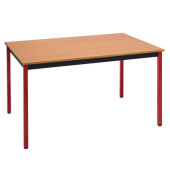 Schreibtisch, 74cm (H), 140x70cm (BxT), rechteckig, buche / rot
