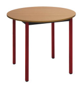 Schreibtisch, 74cm (H), 80x80cm (BxT), rund, buche / rot