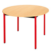 Schreibtisch, 74cm (H), 110x110cm (BxT), rund, buche / rot