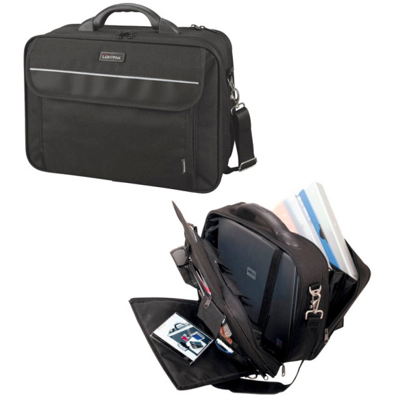 4021068460106 - LIGHTPAK® Notebook-Tasche ARCO geeignet für Laptops bis 15″ 2 Fächer & Schultergurt B 405 x T 160 x H 330 mm Polyester schwarz