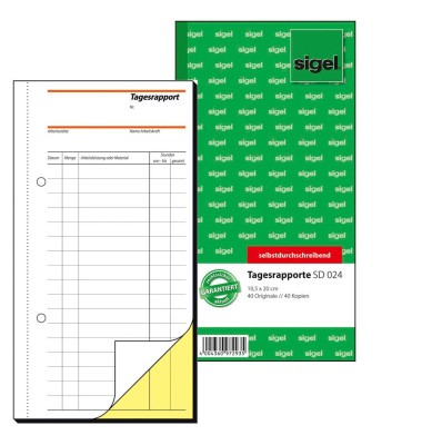 Formularbuch Rapport/Tagesrapport Nr. SD024 10,5 x 20,0 cm 2-fach