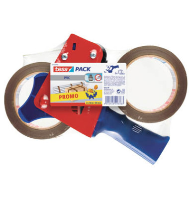 Packbandabroller Tesapack 57108-00000-01, mit Bremse, mit 2x Packband 50mm x 66m