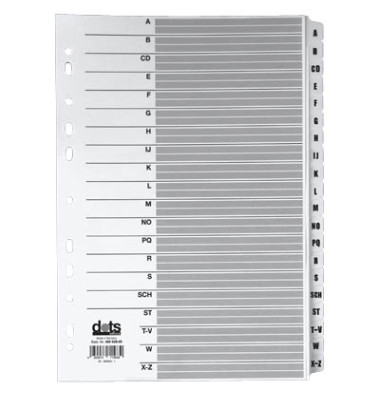 Kartonregister Mylar 083-0464-002, A bis Z, A4, 170 g/m², weiße Taben, 20-teilig