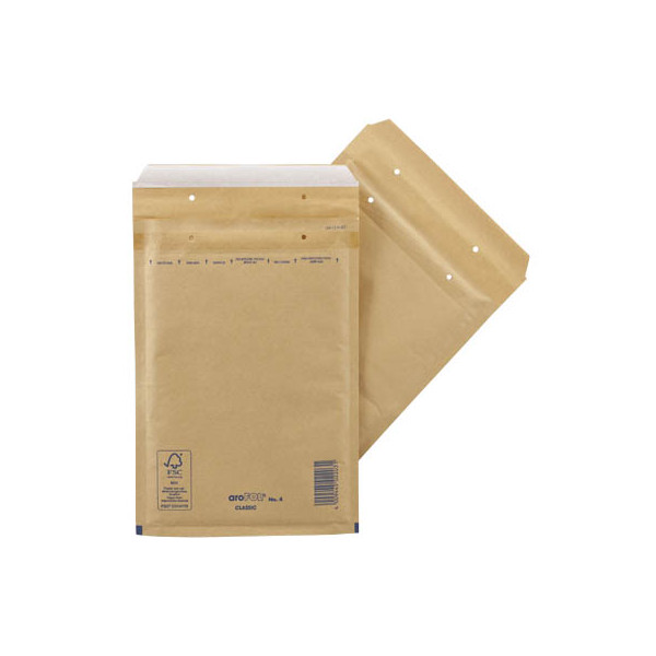4009445010502 - Luftpolstertaschen AROFOL Gr4 D | 200x275+50mm Classic No 4 2FVAF000004 innen 180x265mm haftklebend + Lochung für Klammer  100 Stück