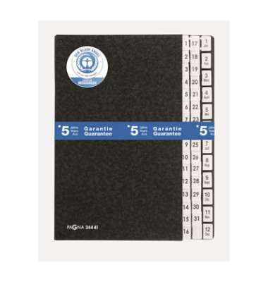 Pultordner 24441 A4 1-31 / 1-12 / Jan-Dez schwarz 44-teilig