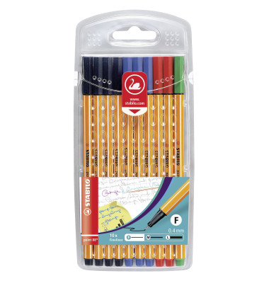 Fineliner-Set point 88, 87-1468, orange, wei&szlig;e Streifen (Schreibfarbe: 4-farbig sortiert), 0,4mm