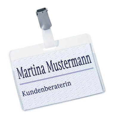 Durable Namensschilder m. Anstecknadel transp. 40 x 75mm - Bürobedarf  Thüringen