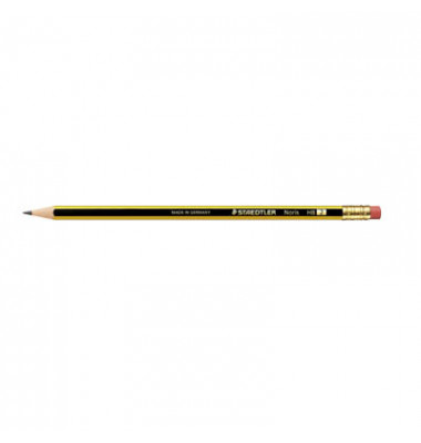 Bleistift-Set Noris 122, 122-HB, H&auml;rte HB, 2mm, schwarz/gelb, mit Radiergummi